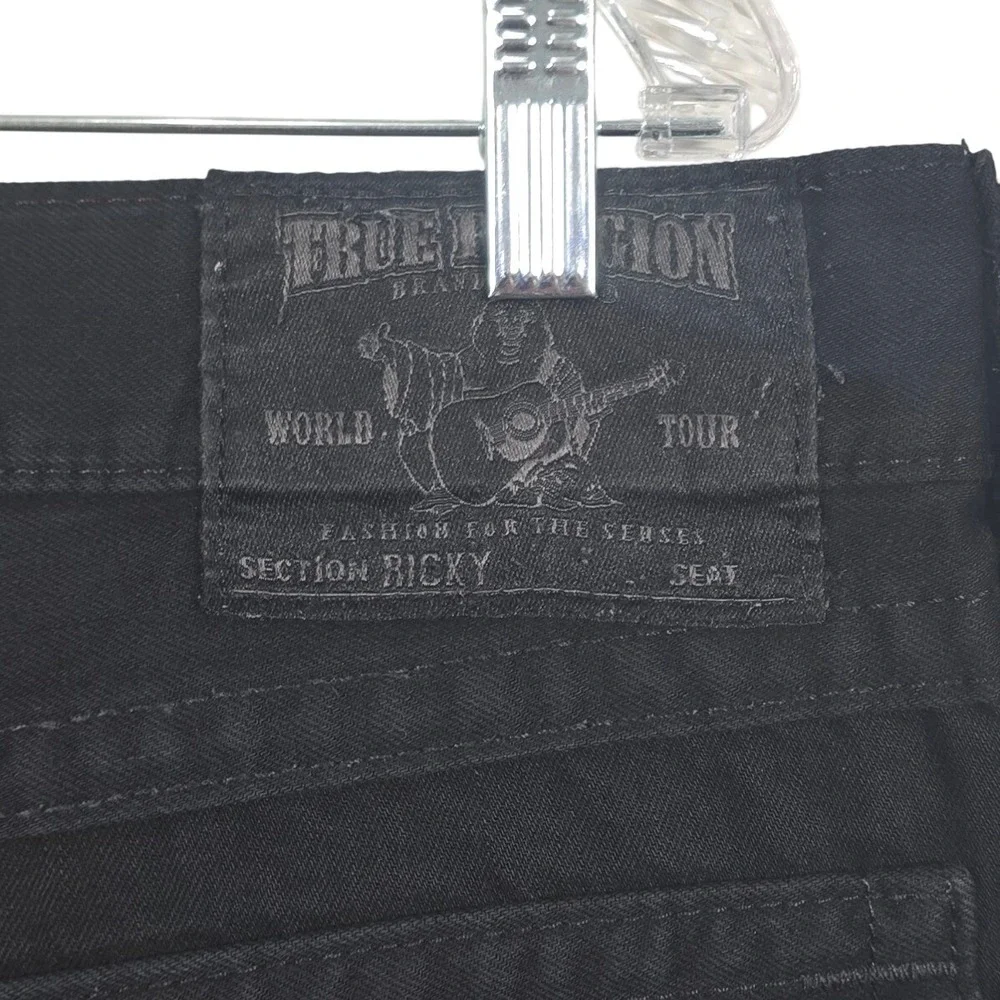 True Religion Ricky Jeans Y2K Mens 36 Black Flap Pocket Made in USA Denim